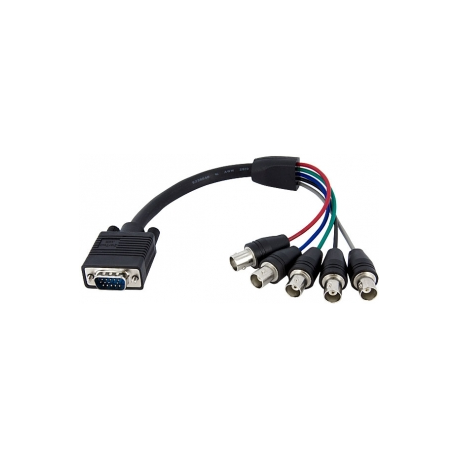 StarTech.com 1 ft. (0.3 m) VGA to BNC Cable - HD15 VGA to 5 BNC - Male / Female - BNC Cable (VGABNCMF1) - VGA cable - BNC (F) to HD-15 (VGA) (M) - 30 cm - black - 3