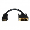 StarTech.com 8in HDMI to DVI-D Video Cable Adapter - HDMI Female to DVI Male - HDMI to DVI Dongle Adapter Cable (HDDVIFM8IN) - Adapter - HDMI female to DVI-D male - 20.32 cm - shielded - black - for P / N: CDP2HDMM2MB, DP2HDMM2MB, HDDVIMM3, HDMM1MP, HDMM2MP, HDMM3MP, HDPMM50, MDP2HDMM2MB