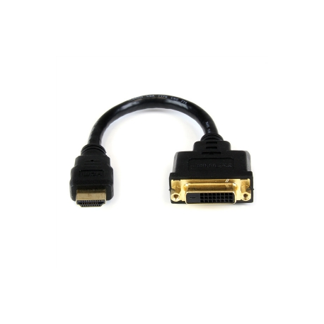 StarTech.com HDMI Male to DVI Female Adapter - 8in - 1080p DVI-D Gender Changer Cable (HDDVIMF8IN) - Adapter - HDMI male to DVI-D female - 20.32 cm - shielded - black - for P / N: BNDDKT30CAHV, CDP2DVIMM2MB, DKT30CSDHPD, DKT30CSDHPD3, DP2DVI2MM3, DP2DVIMM6X10 - 3