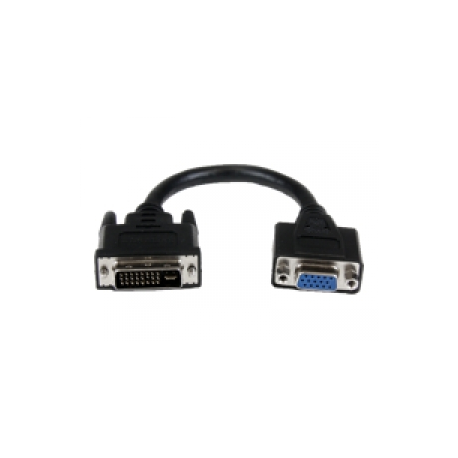 StarTech.com 8in DVI to VGA Cable Adapter - DVI-I Male to VGA Female Dongle Adapter (DVIVGAMF8IN) - VGA adapter - DVI-I (M) to HD-15 (VGA) (F) - 20 cm - thumbscrews - black - 0