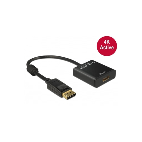 DeLOCK Adapter Displayport 1.2 male > HDMI female 4K Active - Video converter - Parade PS171 - DisplayPort - HDMI - black - retail - 0