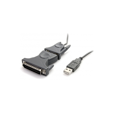 StarTech.com USB to Serial Adapter - 3 ft  /  1m - with DB9 to DB25 Pin Adapter - Prolific PL-2303 - USB to RS232 Adapter Cable (ICUSB232DB25) - Serial adapter - USB 2.0 - grey - 3