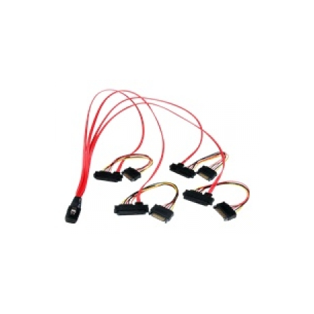 StarTech.com 50cm Internal Serial Attached SCSI Mini SAS Cable - SFF8087 to 4x SFF8482 - Internal Mini SAS Cable (SAS808782P50) - SAS internal cable - SAS 6Gbit / s - 36 pin 4i Mini MultiLane (P) to SATA power, 29 pin internal SAS (SFF-8482) - 50 cm - red - 0