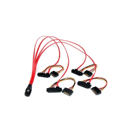 StarTech.com 50cm Internal Serial Attached SCSI Mini SAS Cable - SFF8087 to 4x SFF8482 - Internal Mini SAS Cable (SAS808782P50) - SAS internal cable - SAS 6Gbit / s - 36 pin 4i Mini MultiLane (P) to SATA power, 29 pin internal SAS (SFF-8482) - 50 cm - red - 3