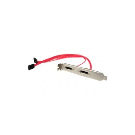 StarTech.com 2 Port SATA to eSATA Slot Plate BRacket - eSATA slot bRacket - SATA to eSATA plate - SATA to eSATA bRacket (ESATAPLATE2) - SATA internal to external panel - Serial ATA 150 / 300 / 600 - SATA (F) to eSATA (M) - 30 cm - red - for P / N: S251SMU33EP, S351BMU33ET, S351BMU33ETG, SDOCKU313E, SDOCKU33EF - 0