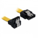 DeLOCK - SATA cable - Serial ATA 150 / 300 / 600 - SATA (M) angled to SATA (M) straight - 30 cm - thumbclips - yellow