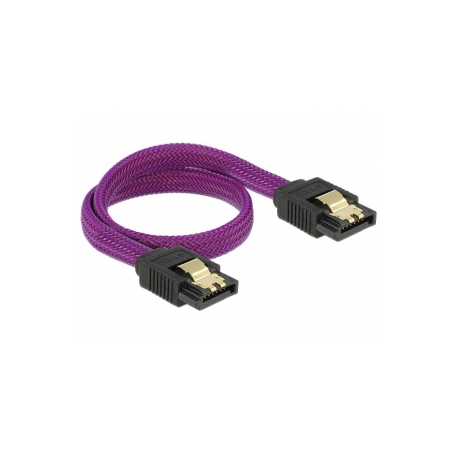 DeLOCK Premium - SATA cable - Serial ATA 150 / 300 / 600 - SATA (M) to SATA (M) - 30 cm - latched - purple - 0
