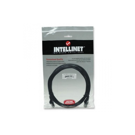 Intellinet Network Patch Cable, Cat6, 3m, Black, CCA, U / UTP, PVC, RJ45, Gold Plated Contacts, Snagless, Booted, Lifetime Warranty, Polybag - Patch cable - RJ-45 (M) to RJ-45 (M) - 3 m - UTP - CAT 6 - molded, snagless - black - 0