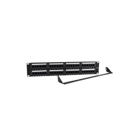 Gembird NPP-C648CM-001 - Patch panel with cable management - CAT 6 - black - 2U - 19" - 48 ports - 1