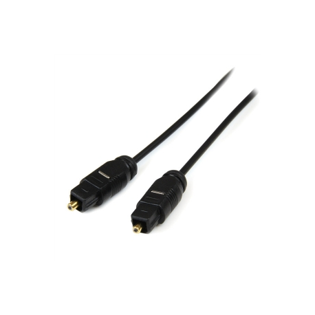 StarTech.com 15 ft Thin Toslink Digital Optical SPDIF Audio Cable - 15ft  /  15 Feet Optical Audio Cable (THINTOS15) - Digital audio cable (optical) - SPDIF - TOSLINK male to TOSLINK male - 4.6 m - fibre optic - black - for P / N: FPCEILPTBLP, FPWARTB1M, FPWFXBAT, FPWTLTBAT, HD202A, STNDMTV100, STNDMTV70 - 2