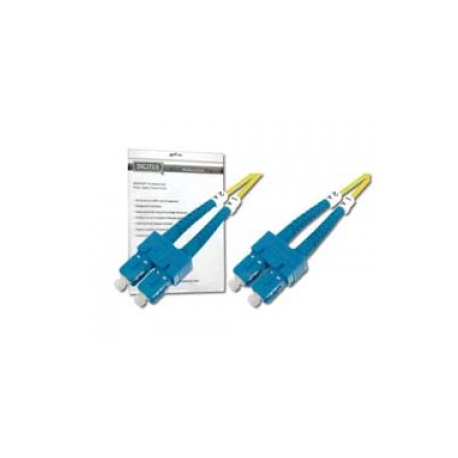 DIGITUS - Patch cable - SC single-mode (M) to SC single-mode (M) - 1 m - fibre optic - 9 / 125 micron - OS2 - booted, halogen-free - yellow - 0