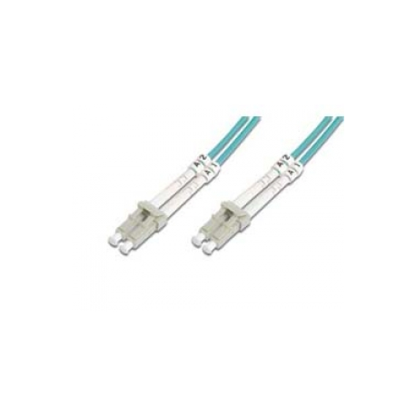 DIGITUS Professional - Patch cable - LC multi-mode (M) to LC multi-mode (M) - 1 m - fibre optic - 50 / 125 micron - OM3 - booted, halogen-free - aqua - 0