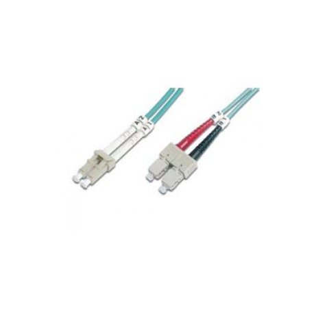 DIGITUS - Network cable - LC multi-mode (M) to SC multi-mode (M) - fibre optic - 3 mm - 50 / 125 micron - OM3 - booted, halogen-free - aqua - 0