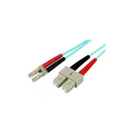 StarTech.com 2m Fiber Optic Cable - 10 Gb Aqua - Multimode Duplex 50 / 125 - LSZH - LC / SC - OM3 - LC to SC Fiber Patch Cable (A50FBLCSC2) - Patch cable - LC multi-mode (M) to SC multi-mode (M) - 2 m - fibre optic - duplex - 50 / 125 micron - aqua - 0