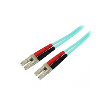 StarTech.com Aqua OM4 Duplex Multimode Fiber - 1m / 3 ft - 100 Gb - 50 / 125 - OM4 Fiber - LC to LC Fiber Patch Cable (450FBLCLC1) - Network cable - LC multi-mode (M) to LC multi-mode (M) - 1 m - fibre optic - duplex - 50 / 125 micron - OM4 - aqua - 0
