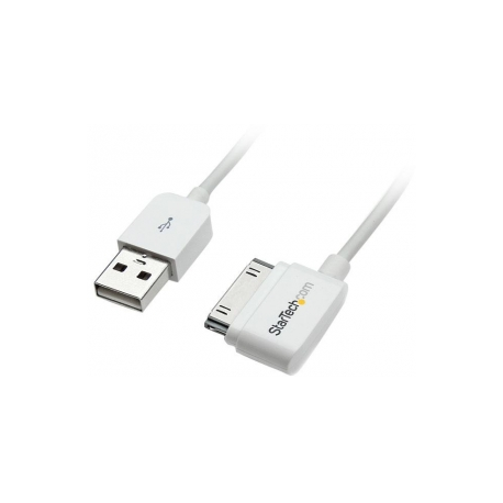 StarTech.com Apple 30-pin Dock Connector to USB Cable iPhone iPod iPad - Charging / data adapter - Apple Dock male to USB male - 1 m - white - for P / N: ST73007UA - 1