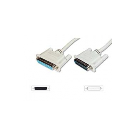 ASSMANN - Serial  /  parallel extension cable - DB-25 (M) to DB-25 (F) - 5 m - molded, thumbscrews - beige - 0