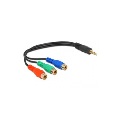 Delock - Video cable - component video - RCA x 3 female to 4-pole mini jack male - 24 cm - black - 0