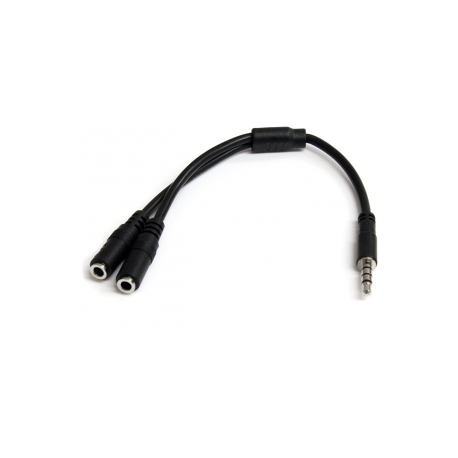 StarTech.com Headset Adapter, Microphone and Headphone Splitter - 3.5mm Male Aux to 3.5mm Female Audio & Mic Combo Jack Y Cable for Laptop / PC (MUYHSMFF) - Headset splitter - stereo mini jack female to 4-pole mini jack male - 20 cm - black - for P / N: DK30A2DH, DK30CHDDPPD, DK30CHDPPDUE, MST30C2HDPPD, USB3SMDOCK4K, USB3VDOCKD - 6