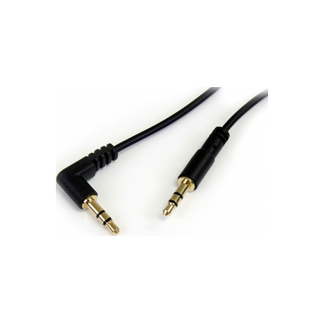 StarTech.com 1 ft. (0.3 m) Right Angle 3.5 mm Audio Cable - 3.5mm Slim Audio Cable - Right Angle - Male / Male - Aux Cable (MU1MMSRA) - Audio cable - stereo mini jack male to stereo mini jack male - 30 cm - black - right-angled connector - for P / N: SV231DVGAU2A, SV431DVGAU2A - 3
