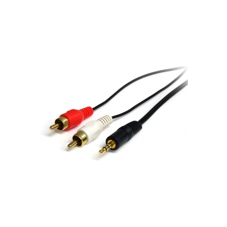 StarTech.com 3 ft Stereo Audio Cable - 3.5mm Male to 2x RCA Male - heaDPhone jack to RCA - Mini jack to RCA - 3.5mm to RCA (MU3MMRCA) - Audio cable - stereo mini jack male to RCA x 2 male - 92 cm - black - for P / N: HD202A, ST121HDBTSC, ST12MHDLAN4R, ST12MHDLNHK, ST12MHDLNHR, ST222HDBT, VID2HDCON2 - 3