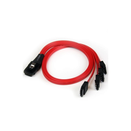 StarTech.com 50cm SFF-8087 to 4x SATA - Internal Mini SAS to SATA Reverse Cable - internal Mini SAS to SATA (SAS8087S4R50) - SATA / SAS cable - Serial ATA 150 / 300 / 600 - 4-Lane - SATA (R) to 36 pin 4i Mini MultiLane (P) - 50 cm - latched - red - 3