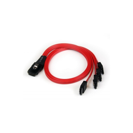 StarTech.com 50cm SFF-8087 to 4x SATA - Internal Mini SAS to SATA Reverse Cable - internal Mini SAS to SATA (SAS8087S4R50) - SATA / SAS cable - Serial ATA 150 / 300 / 600 - 4-Lane - SATA (R) to 36 pin 4i Mini MultiLane (P) - 50 cm - latched - red - 6