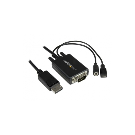 StarTech.com 10 ft  /  3m DisplayPort to VGA Adapter Cable with Audio - DisplayPort adapter - DisplayPort (M) to DB-15, stereo mini jack, Micro-USB Type B (power only) - 3 m - black - for P / N: DK30CH2DEP, DK30CH2DEPUE - 1