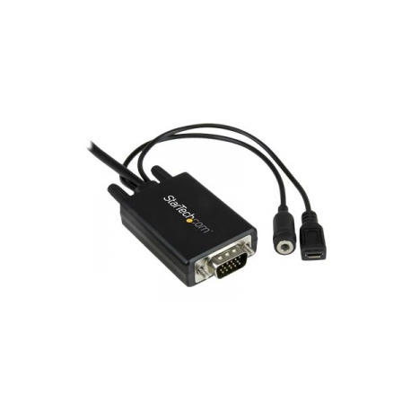 StarTech.com 10 ft  /  3m DisplayPort to VGA Adapter Cable with Audio - DisplayPort adapter - DisplayPort (M) to DB-15, stereo mini jack, Micro-USB Type B (power only) - 3 m - black - for P / N: DK30CH2DEP, DK30CH2DEPUE - 3