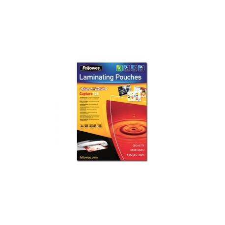 Fellowes Laminating Pouches SuperQuick Capture 125 micron - 125 micron - 100-pack - glossy - transparent - A4 (210 x 297 mm) lamination pouches - 0