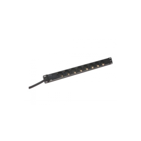 DIGITUS DN-95401 - Power strip ( rack-mountable ) - input: power - output connectors: 8 ( power ) - 19" - 2 m - black - EU1-16P plug - 0