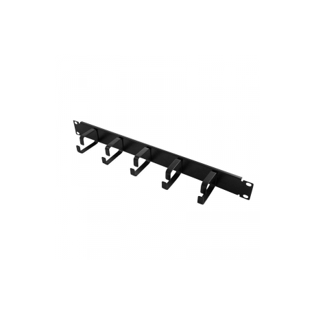 LogiLink - Cable management bar - black, RAL 9005 - 1U - 19" - 0