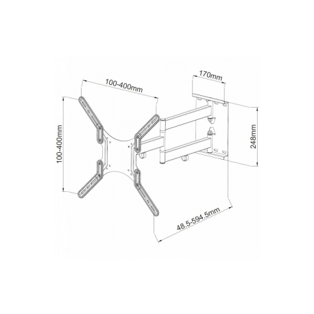 Techly Wall mount for TV LCD/LED/PDP double arm 23-55'' 45 kg VESA black - 2