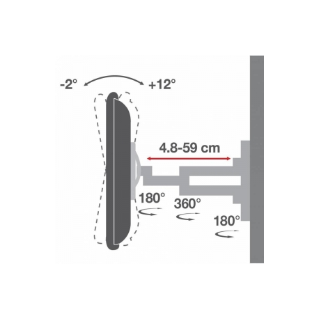 Techly Wall mount for TV LCD/LED/PDP double arm 23-55'' 45 kg VESA black - 3