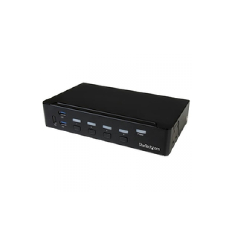 StarTech.com 4 Port DisplayPort KVM Switch - DP KVM Switch with Audio and Built-in USB 3.0 Hub for Peripherals - 4K 30Hz (SV431DPU3A2) - KVM / USB switch - 4 x KVM / audio / USB + 3 x SuperSpeed USB - 1 local user - rack-mountable - AC 120 / 230 V / DC 9 - 12 V - for P / N: SV431RACK - 0