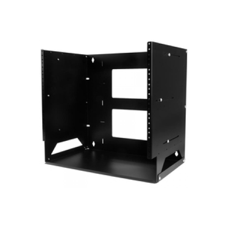 StarTech.com 8U Open Frame Wall Mount Network Rack w /  Built in Shelf - 2-Post Adjustable Depth (12" to 18") Equipment Rack - 75.2lbs (WALLSHELF8U) - Rack (wall mount) - black - 8U - 19" - for P / N: CABSCRWS1032 - 0