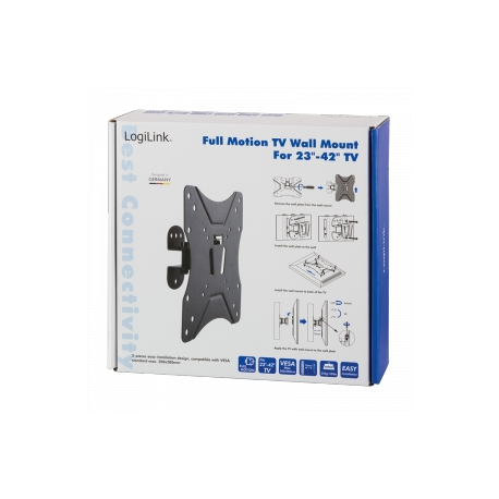 LogiLink Full Motion - Bracket - for flat panel - solid cold pressed steel - screen size: 23"-42" - wall-mountable - 2