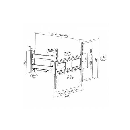 LogiLink - Bracket - for LCD TV - solid cold pressed steel - screen size: 37"-70" - wall-mountable - 1