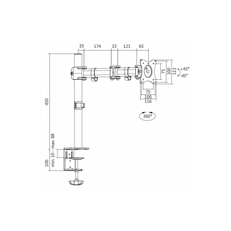 LogiLink - Mounting kit - for LCD display (adjustable arm) - solid cold pressed steel - screen size: 13"-27" - desk-mountable - 1