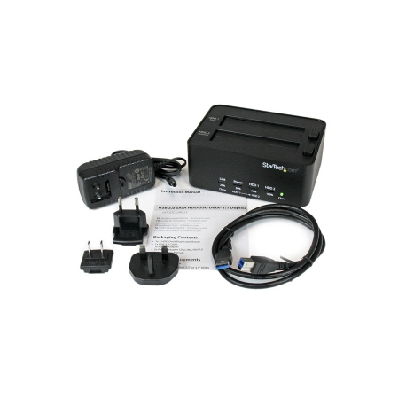 StarTech.com Dual Bay USB 3.0 Duplicator and Eraser Dock for 2.5" & 3.5" SATA SSD HDD - 1:1 Standalone Cloner & Wiper Docking Station (SATDOCK2REU3) - Hard drive duplicator - 2 bays (SATA-300) - for P / N: SVA12M5NA - 4