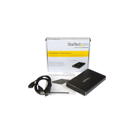StarTech.com 2.5" IDE Hard Drive Enclosure - Supports UASP - Aluminum - IDE and SATA - USB 3.0 HDD Enclosure - External Drive (UNI251BMU33) - Storage enclosure - 2.5" - ATA-133 / SATA 6Gb / s - USB 3.0 - black - for P / N: HB30A3A1CFB, HB30A3A1CSFS, HB30A3A1CST, HB30AM4AB, PEXUSB3S3GE, USB3VDOCK4DP - 2