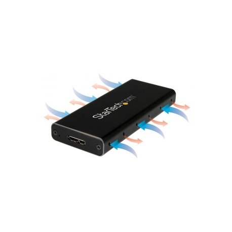 StarTech.com M.2 SSD Enclosure for M.2 SATA SSDs - USB 3.1 (10Gbps) with USB-C Cable - External Enclosure for USB-C Host - Aluminum (SM21BMU31C3) - Storage enclosure - M.2 - SATA 6Gb / s - USB 3.1 (Gen 2) - black, silver - for P / N: TBLT3MM1MA, TBLT3MM2M, TBLT3MM2MA - 0